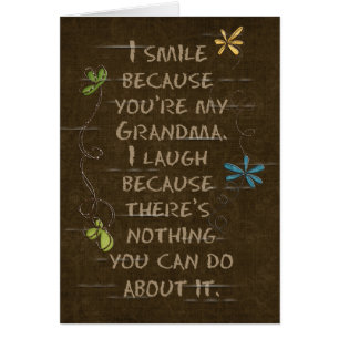 Cartão Aniversário para a vovó-floral brilho em castanho