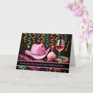 Cartão Aniversário para Ela Mulher Fofo Chapéu de Cowgirl