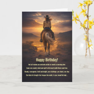 Cartão Aniversário para Ela Mulher Mulheres Garota Cowgir