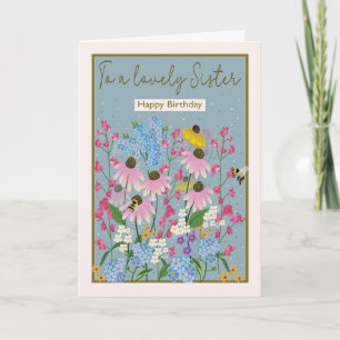 Cartão Aniversário para Irmã Flores Silvestres