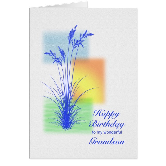 Cartão Aniversário para o neto, cena de gramática (Frente)