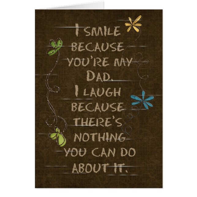 Cartão Aniversário para o Pai-floral brilho em castanho (Frente)