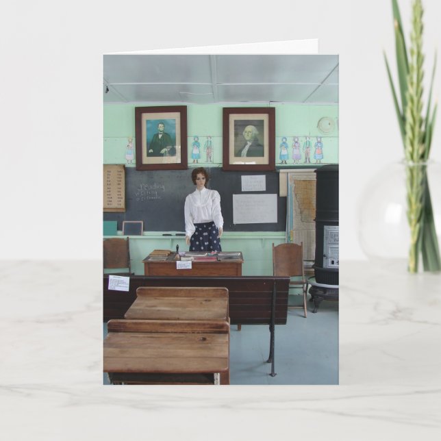 Cartão Aniversário para Professor, Escola de Uma Sala (Frente)