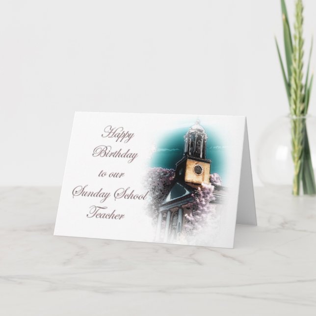 Cartão Aniversário para Professora da Escola de Domingo (Frente)