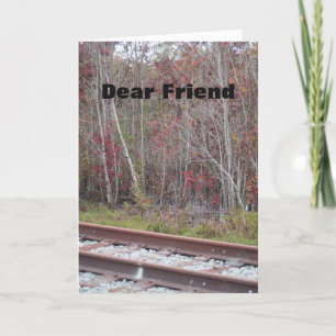 Cartão Aniversário para um amigo, árvores de queda, trilh