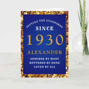 Cartão Aniversário Personalizado 1930 Glitter Azul-Chic
