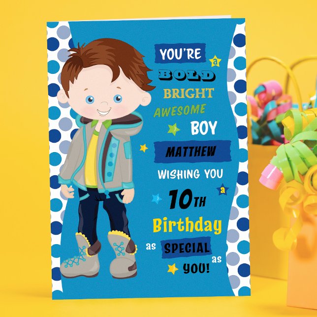Cartão Aniversário Personalizado - Brunette Boy (Criador carregado)