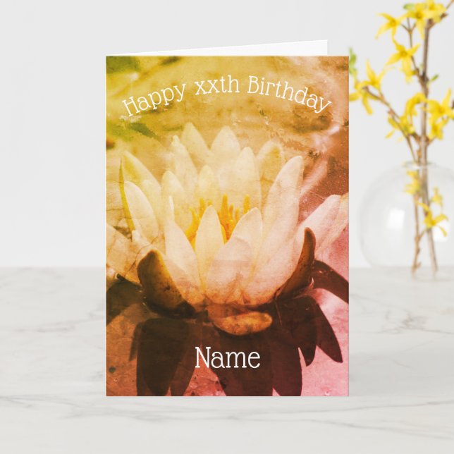 Cartão Aniversário Personalizado Da Arte Floral Da Água L (Flor Amarela)