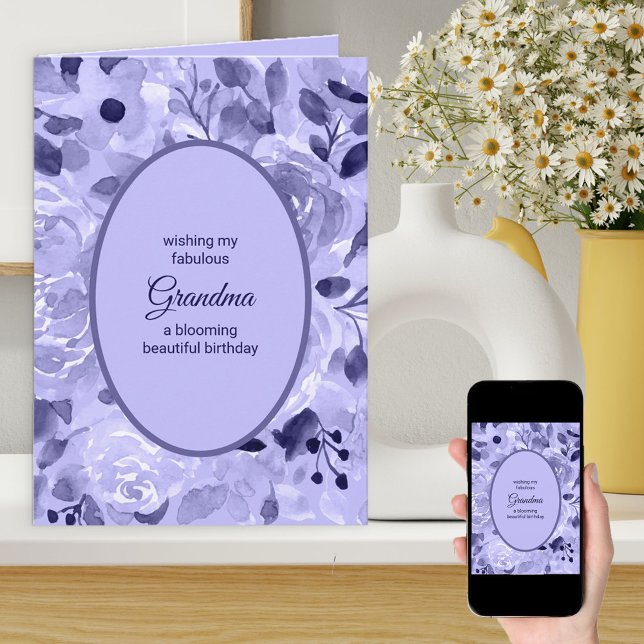 Cartão Aniversário Personalizado da Lavanda Floral bonito (Criador carregado)