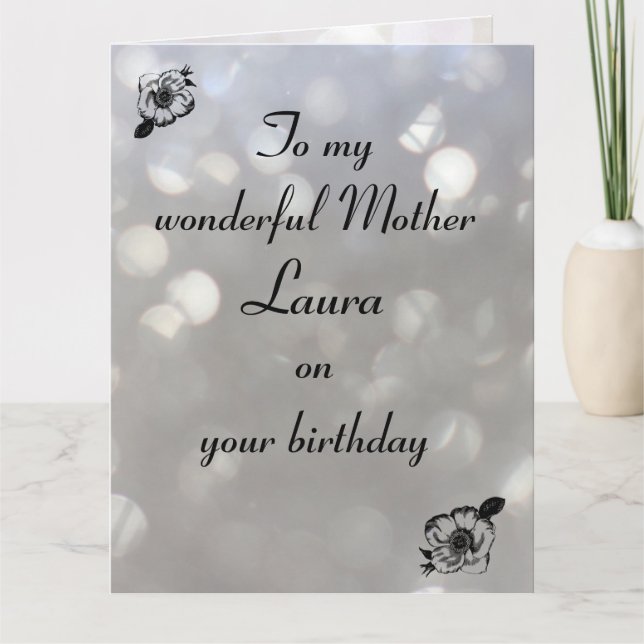 Cartão Aniversário personalizado da mãe (Frente)