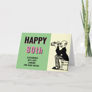 Cartão Aniversário Personalizado de 80 Anos Retrô Diverti