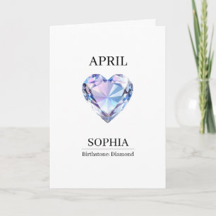 Cartão Aniversário Personalizado de Abril Diamante