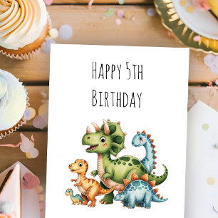 Cartão Aniversário Personalizado de Dinossauro Fofinho pa