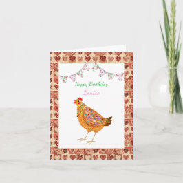 Cartão Aniversário Personalizado De Frango Com Estilo De 
