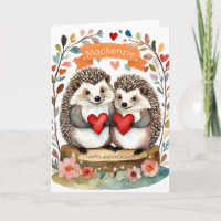 Aniversário Personalizado de Hedgehogs Cute Hedgeh
