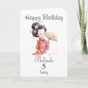 Cartão Aniversário Personalizado de Menina Japonesa/Geish