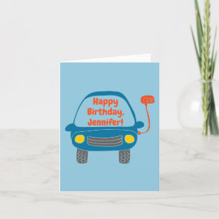 Cartão Aniversário Personalizado Do Carro Elétrico Cute