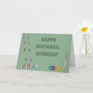 Cartão Aniversário Personalizado do Jogo Croquet
