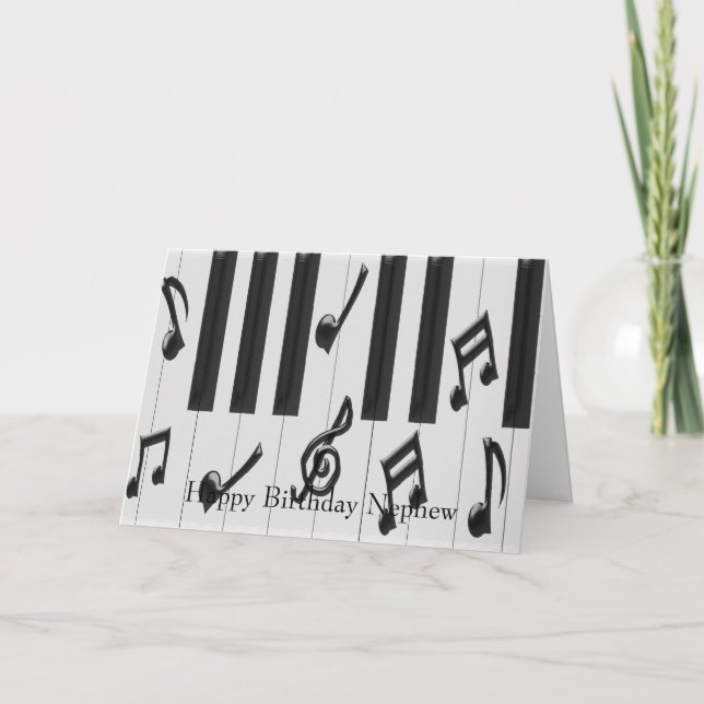 Cartão Aniversário Personalizado do Sobrinho do Piano (Frente)