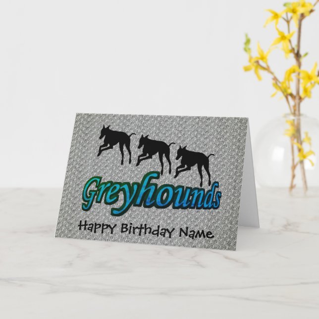 Cartão Aniversário Personalizado dos Greyhounds (Flor Amarela)
