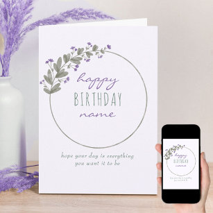 Cartão Aniversário Personalizado Simples de Flor Selvagem