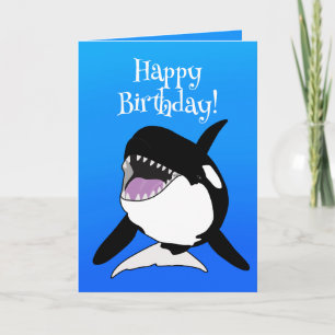 Cartão Aniversário Personável da Baleia Assassina Orca
