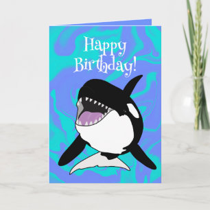 Cartão Aniversário Personável da Baleia Assassina Orca