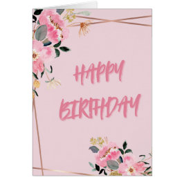 Cartão Aniversário Pétalas Cor-de-Rosa