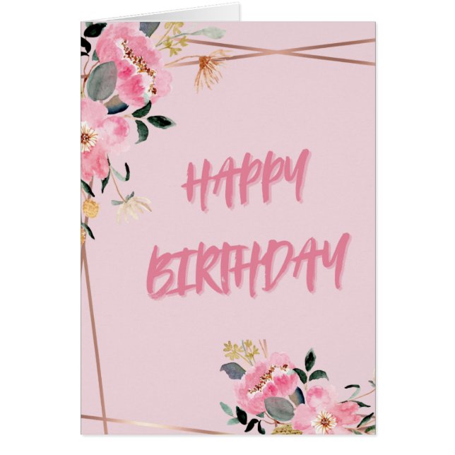 Cartão Aniversário Pétalas Cor-de-Rosa (Frente)