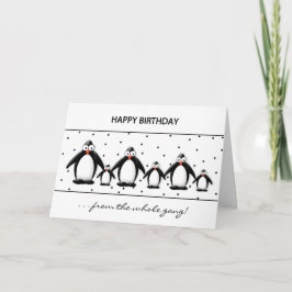 CARTÃO ANIVERSÁRIO - PINGUINS - DE GANG INTEIRO