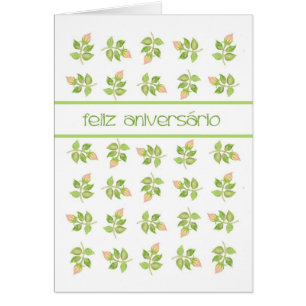 Cartão Aniversário português da língua dos Rosebuds