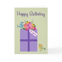 Aniversário presente com aves e flores