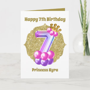 Cartão Aniversário Princesa 7 Birthday adiciona sentiment