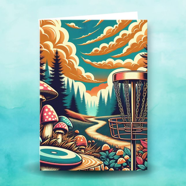 Cartão Aniversário Psicodélico do Golf de Disco Retroativ (Criador carregado)