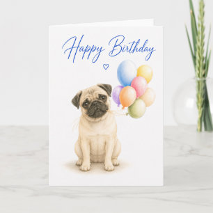 Cartão Aniversário Pug