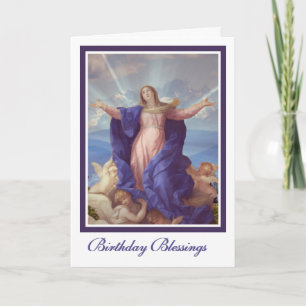Cartão Aniversário Religioso da Assunção da Bem-Aventurad