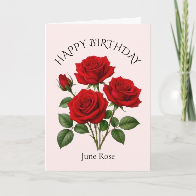 Cartão Aniversário Rosa de Junho (Frente)