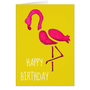 Cartão Aniversário rosa do Flamingo