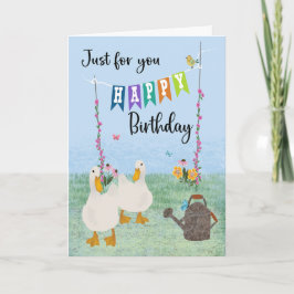 Cartão Aniversário só para vocês, patos e flores