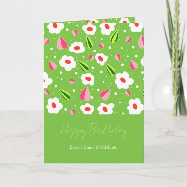 Cartão Aniversário Spring Meadow Whimsy (Frente)