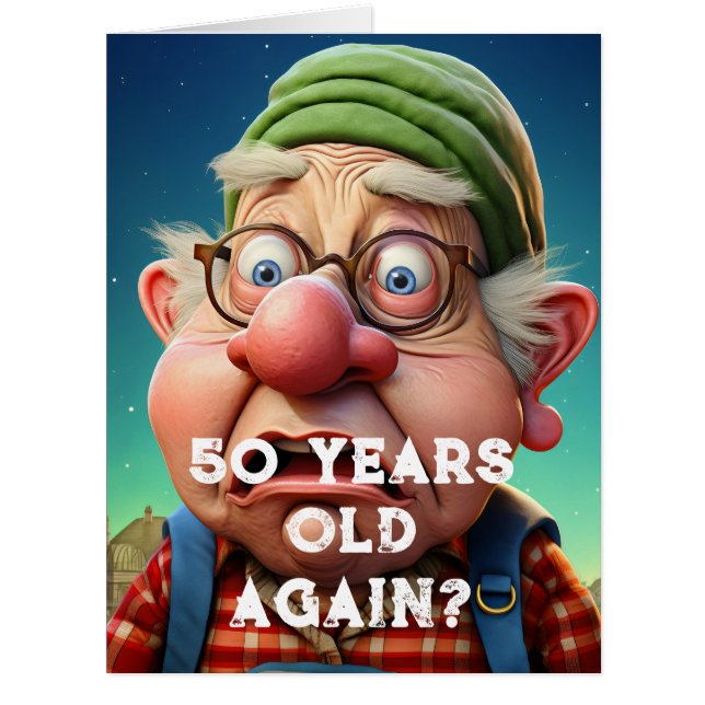 Cartão Aniversário Surpreendeu descrença 50 homens questi (Frente)