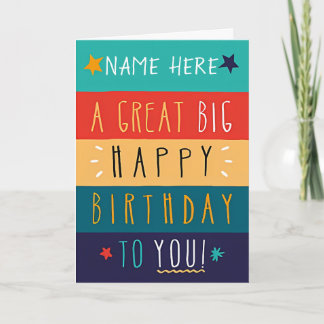 Cartão Aniversário Tipografia Personalizada Colorida   