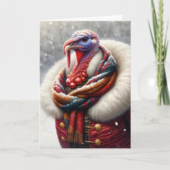 Cartão Aniversário Tom Turquia Vestindo um Casaco de inve (Frente)