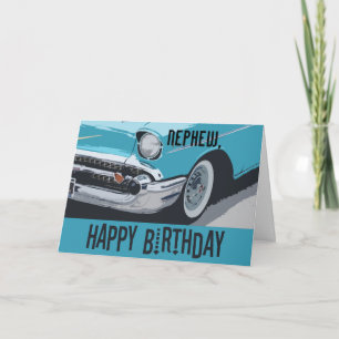 Cartão Aniversário velho de Chevy no azul para algum