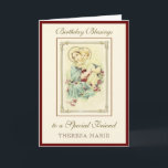 Cartão Aniversários Abençoam Celebração Virgem Maria Jesu<br><div class="desc">Esta é uma bela imagem tradicional católica personalizada da Virgem Abençoada Maria com o Criança Jesus numa imagem antiga de ouro. Todo o texto e as fontes podem ser modificados de acordo com a ocasião e o destinatário.</div>