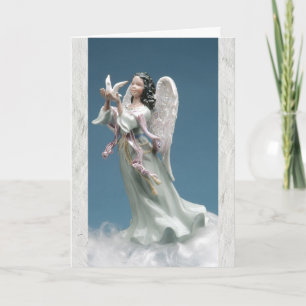 Cartão Anjo Afro-Americano e Pombo da Paz no Natal