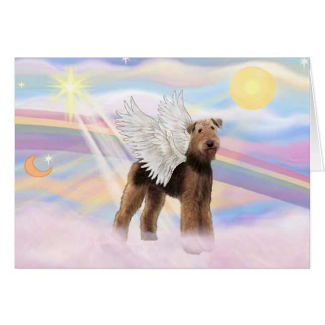 Cartão Anjo Airedale (Frente Horizontal)
