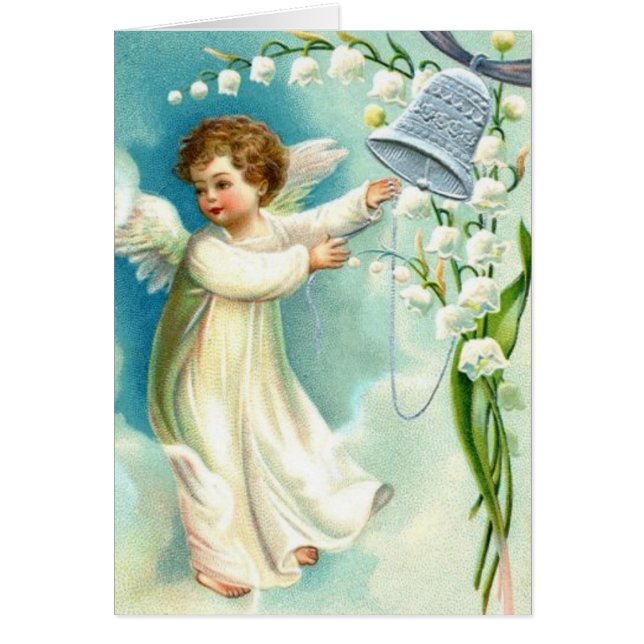 Cartão Anjo Bebê Com Bela Azul (Frente)