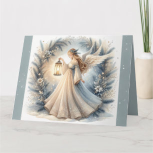 Cartão Anjo Celestial de Inverno Lanterna da Paz