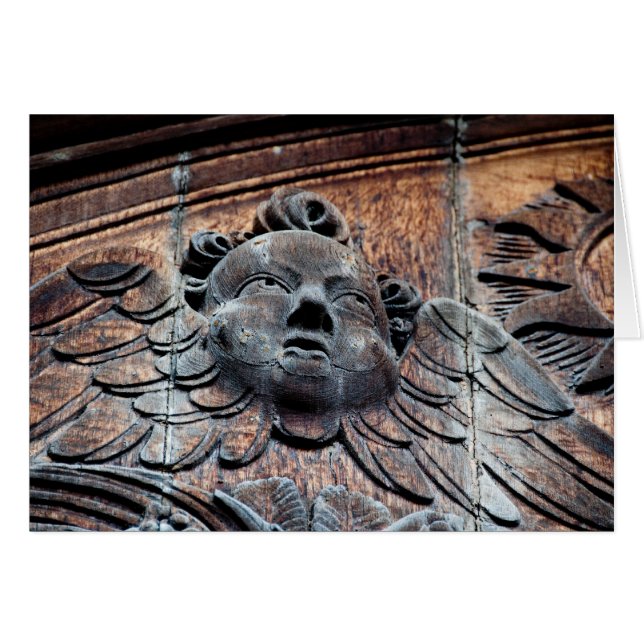 Cartão Anjo cinzelado madeira (Frente horizontal)